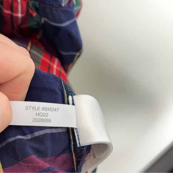 J. CREW Factory Plaid Cotton Poplin Smocked Tiered Midi Dress Red Blue {RR24} - Picture 8 of 8